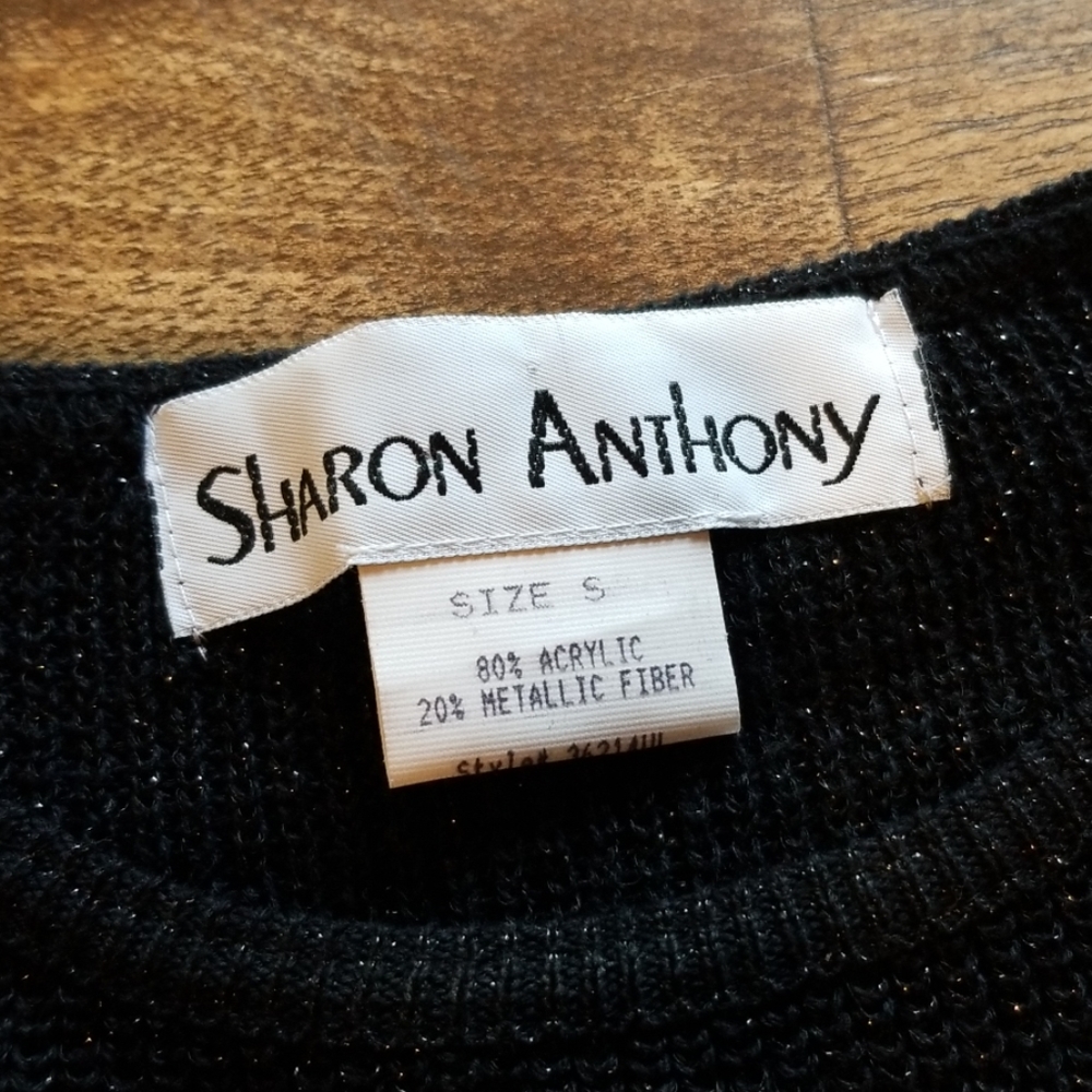 Vintage Black Sweater with Silver Metallic - Picture 4 of 7